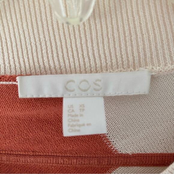 COS Striped Asymetric Long Knit Top Sweater Black Rust Blue size XS - Picture 11 of 11